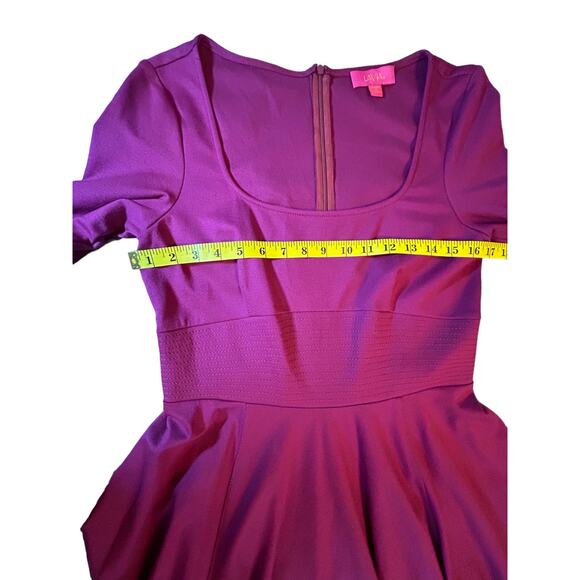 LaVia 18 Cranberry Knit Fit and Flare Dress - Size 46 EU - US 16 - Picture 5 of 13